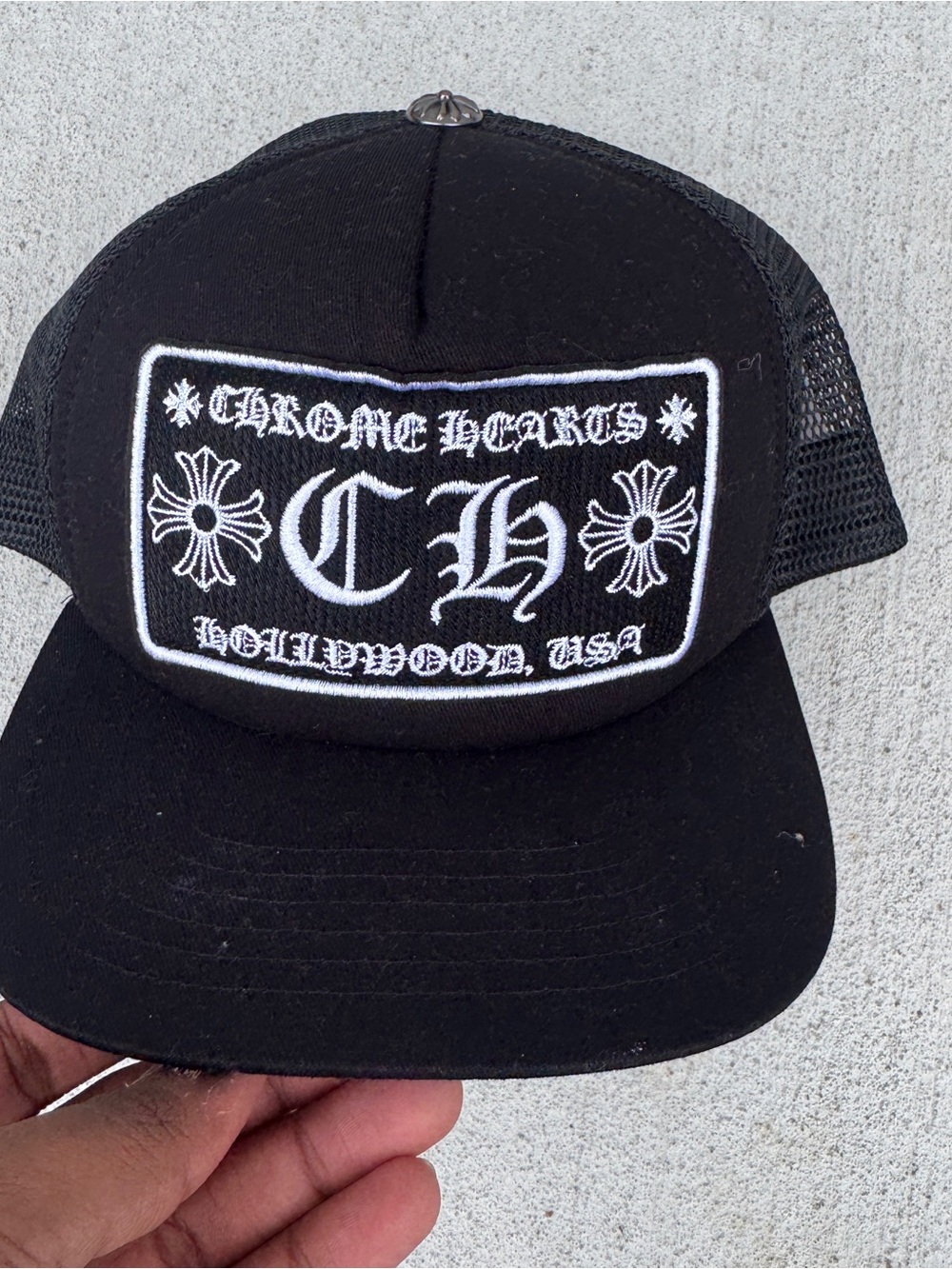 Chrome Hearts Black & White CH Patch Mesh Trucker Hat